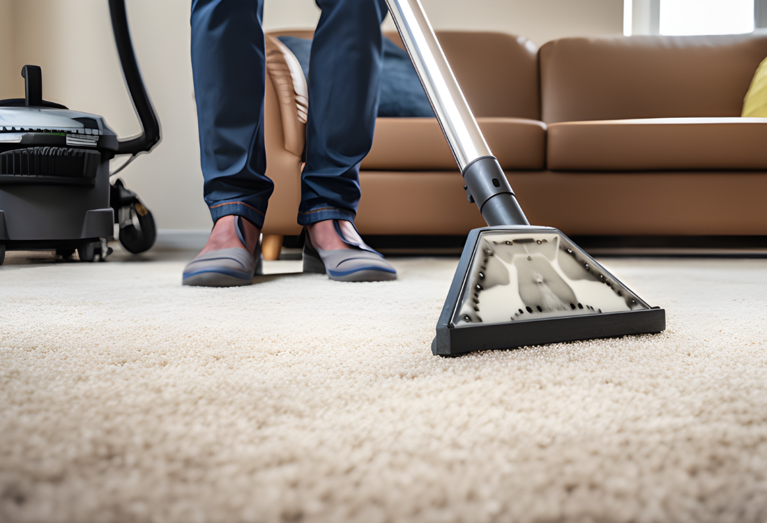 An end customer using chemicals for carpet cleaning after getting a better understanding of its components. 